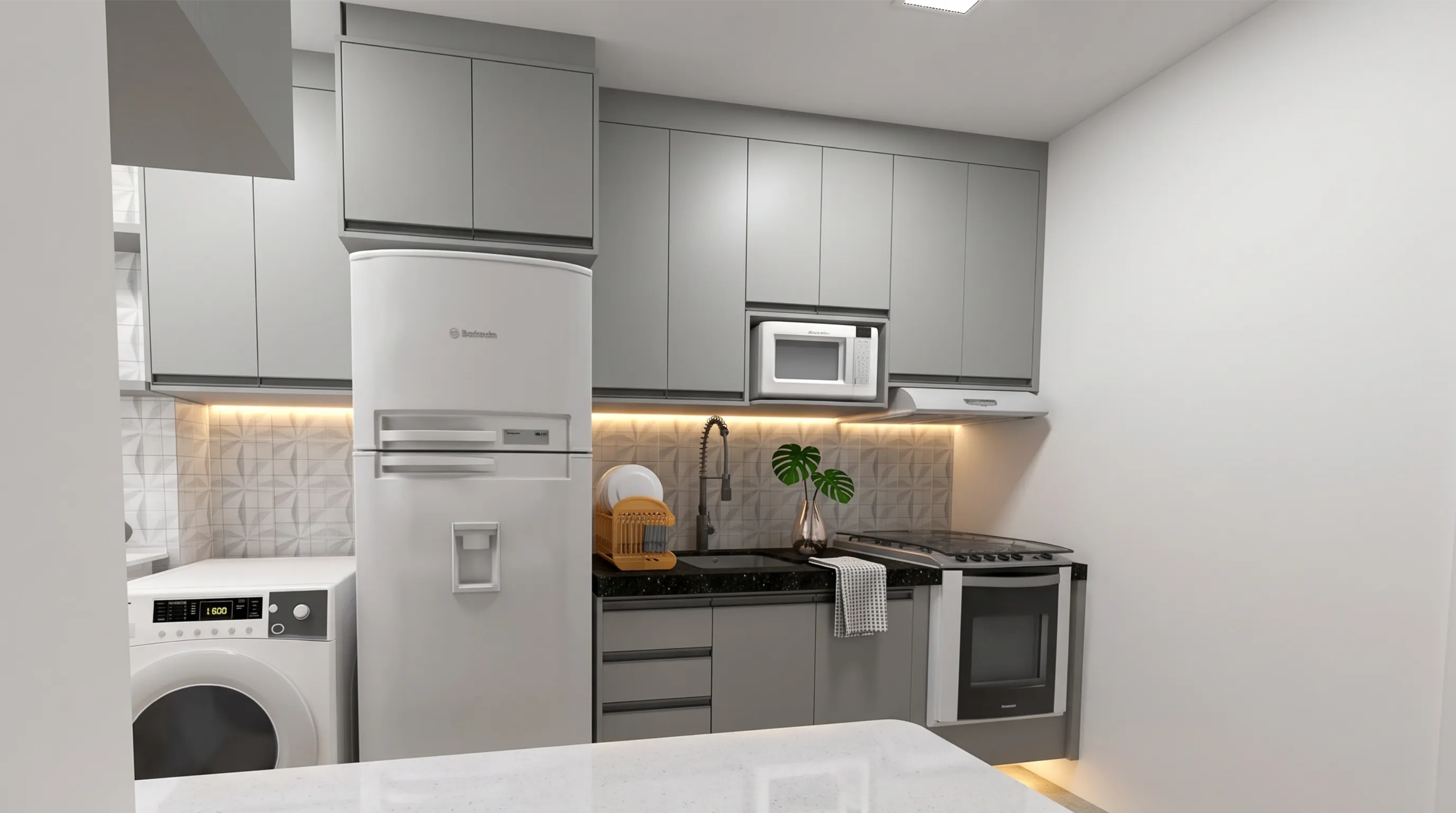 Render de cozinha planejada integrada