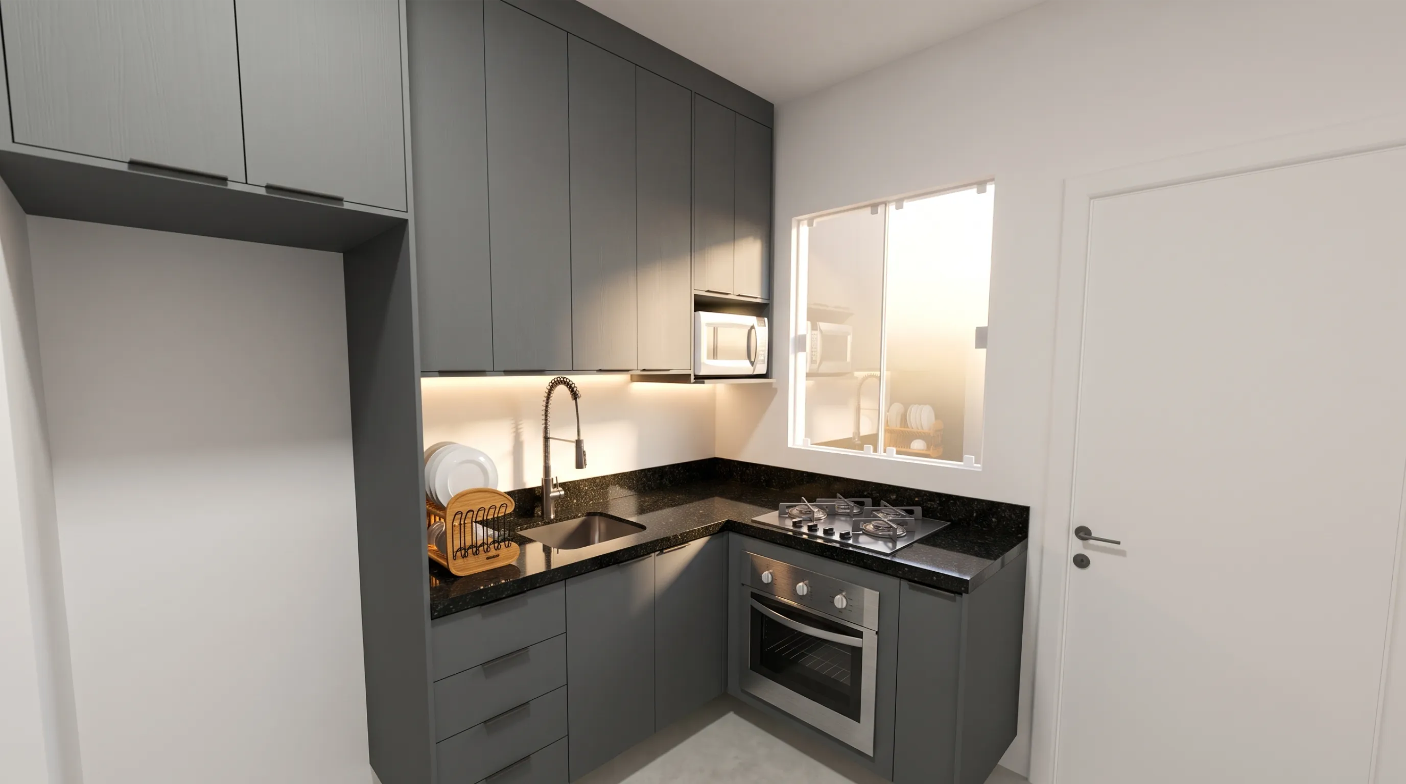 Render de cozinha planejada sob medida